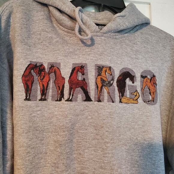 Adult size Pennant sweatshirt med horse hoodie Margo name Hoodie - Picture 2 of 4
